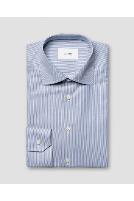 Eton Shirt Fine Striped Signature Twill kleding overhemd dress Blauw
