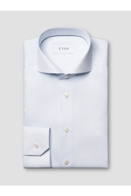 Eton Shirt Striped Twill kleding overhemd dress Blauw