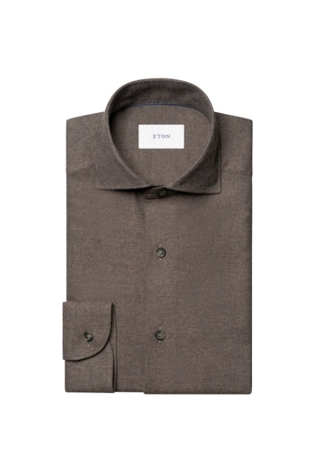 Eton Solid Flannel Shirt kleding overhemd casual Bruin