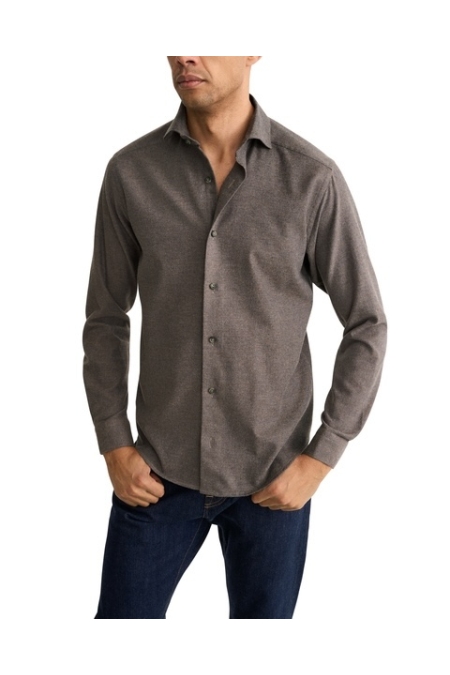 Eton Solid Flannel Shirt kleding overhemd casual Bruin