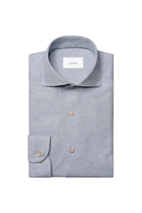 Eton Solid Flannel Shirt kleding overhemd casual Blauw
