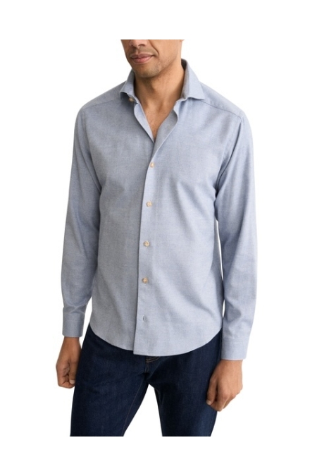 Eton Solid Flannel Shirt kleding overhemd casual Blauw