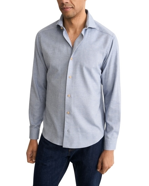 Eton Solid Flannel Shirt kleding overhemd casual Blauw