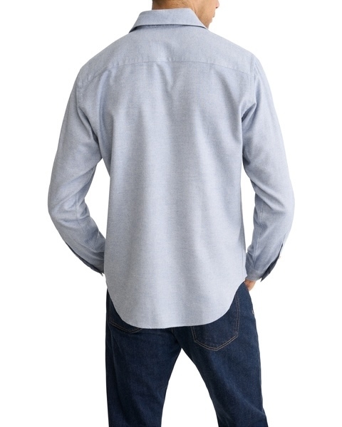 Eton Solid Flannel Shirt kleding overhemd casual Blauw