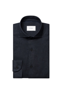 Eton Solid Flanel Shirt kleding overhemd casual Blauw