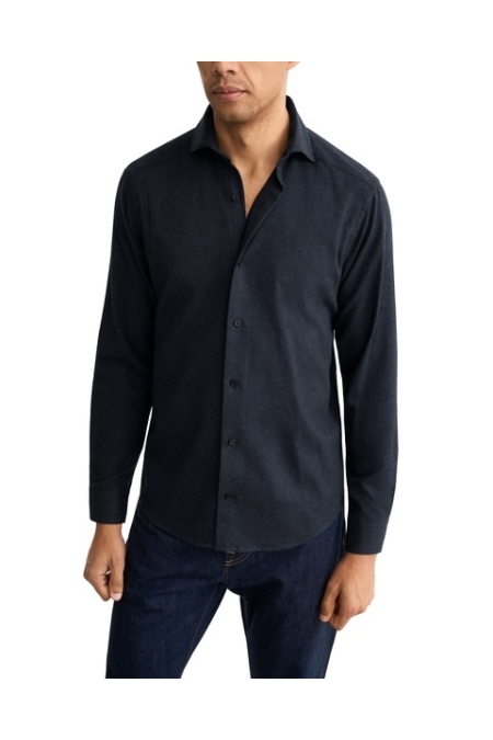 Eton Solid Flanel Shirt kleding overhemd casual Blauw