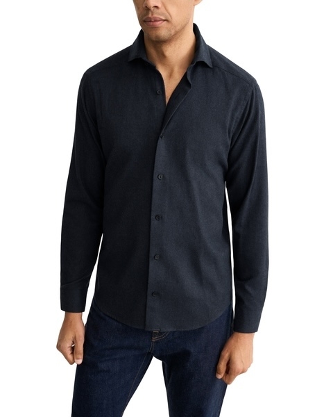 Eton Solid Flanel Shirt kleding overhemd casual Blauw