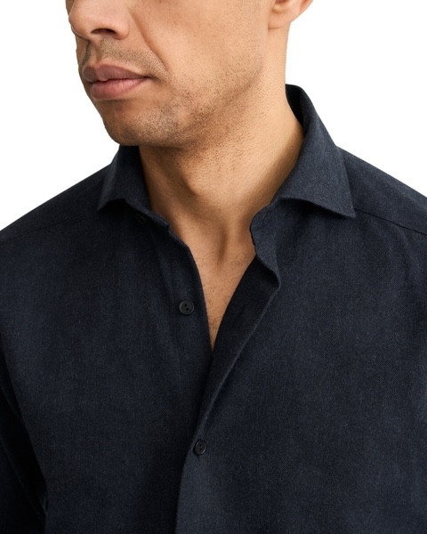 Eton Solid Flanel Shirt kleding overhemd casual Blauw