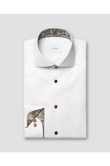 Eton Paisley Effect Signature Twill Shirt kleding overhemd dress Wit