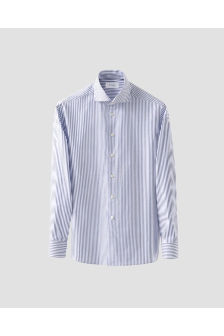 Eton Shirt Oxford Streep 1000-13529 kleding overhemd dress Middelblauw