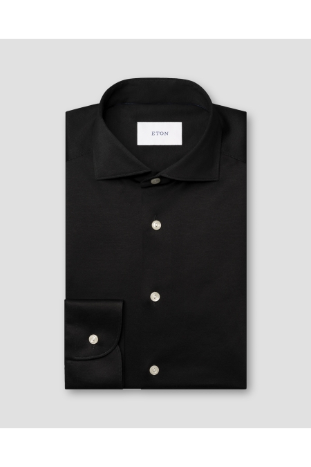 Eton Shirt Filo di Scozia Slim Fit kleding overhemd casual Zwart
