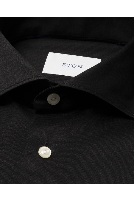 Eton Shirt Filo di Scozia Slim Fit kleding overhemd casual Zwart
