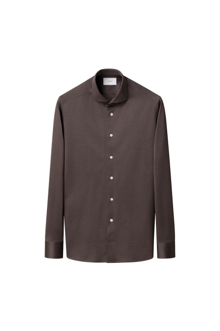 Eton Shirt Filo di Scozia Slim Fit kleding overhemd casual Donkerbruin