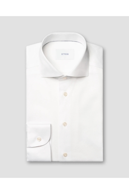 Eton Shirt Filo di Scozia Contemporay Fit kleding overhemd casual Wit