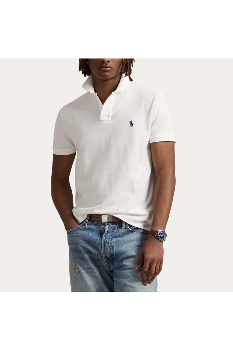 Ralph Lauren Custom Slim Fit Iconic Mesh Polo kleding polo Wit