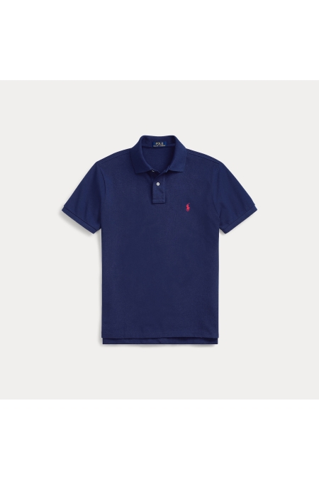Ralph Lauren Iconic Mesh Polo Custom Slim Fit kleding polo Blauw