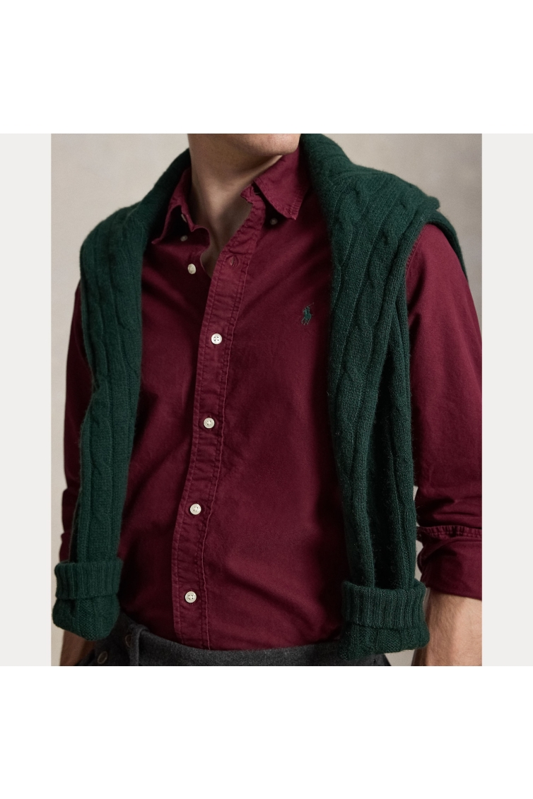 Ralph Lauren CUSTOM FIT GARMENT-DYED OXFORD SHIRT kleding overhemd casual Rood