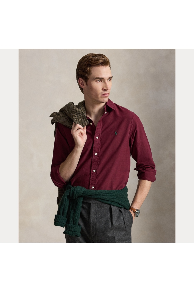 Ralph Lauren CUSTOM FIT GARMENT-DYED OXFORD SHIRT kleding overhemd casual Rood