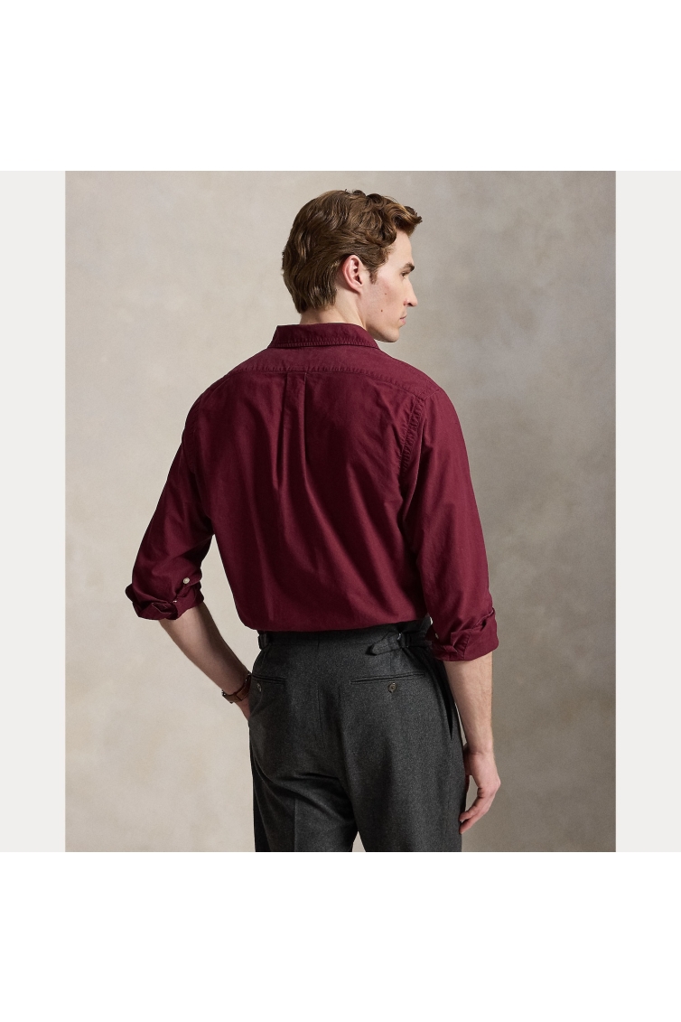 Ralph Lauren CUSTOM FIT GARMENT-DYED OXFORD SHIRT kleding overhemd casual Rood