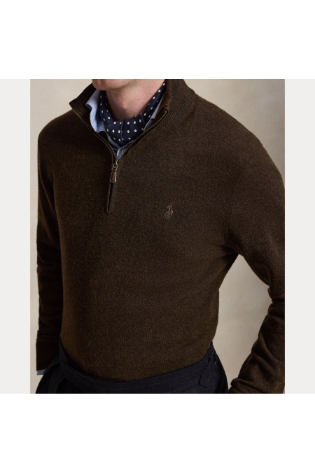 Ralph Lauren Wool Half Zip Pullover kleding trui Bruin
