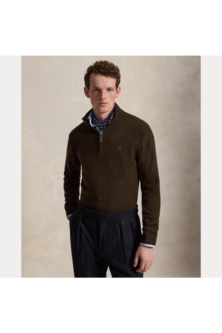 Ralph Lauren Wool Half Zip Pullover kleding trui Bruin