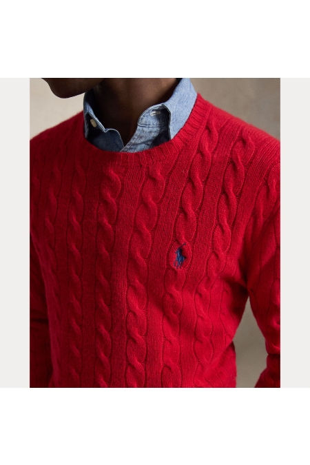 Ralph Lauren CABLE-KNIT WOOL-CASHMERE SWEATER kleding trui Rood