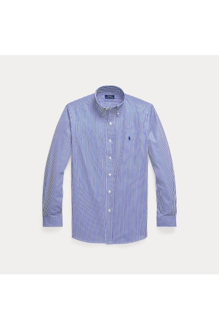 Ralph Lauren CUSTOM FIT STRETCH POPLIN STRIPE SHIRT kleding overhemd casual Blauw