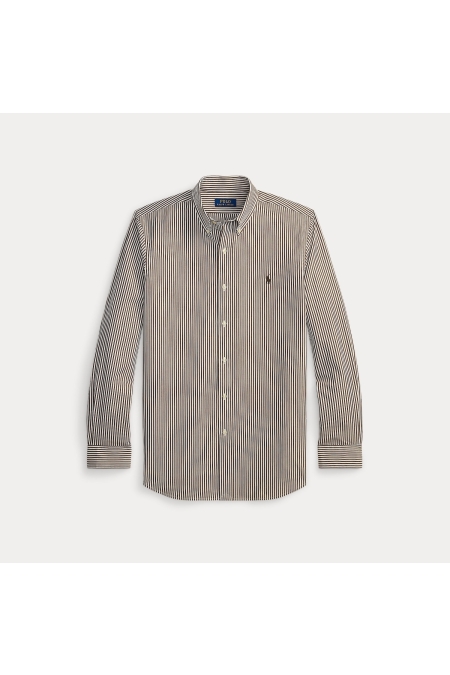 Ralph Lauren Shirt Custom Fit Stripe Stretch Polin kleding overhemd casual Bruin