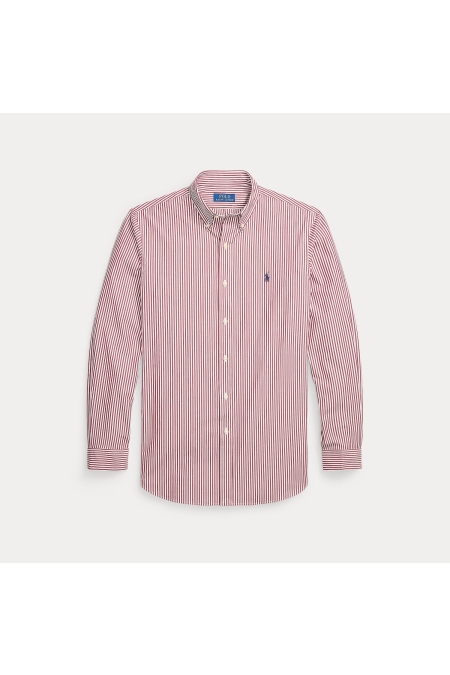 Ralph Lauren Shirt Custom Fit Stripe Stretch Polin kleding overhemd casual Rood