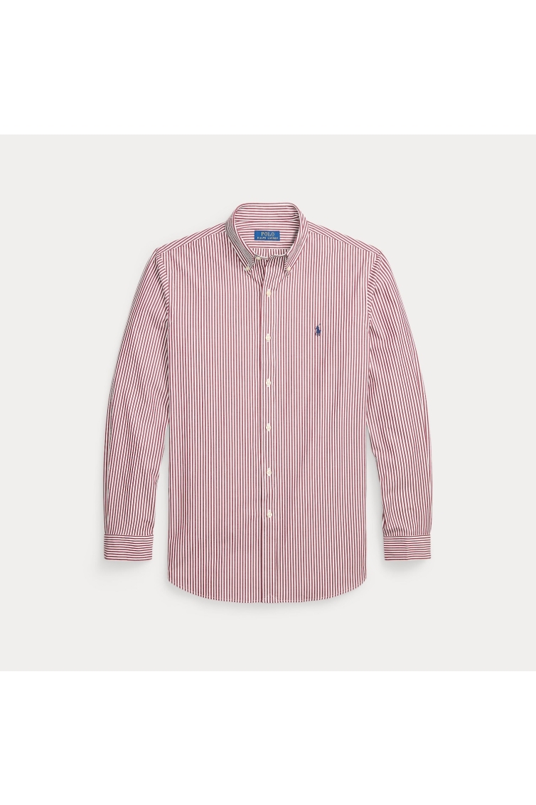 Ralph Lauren Shirt Custom Fit Stripe Stretch Polin kleding overhemd casual Rood