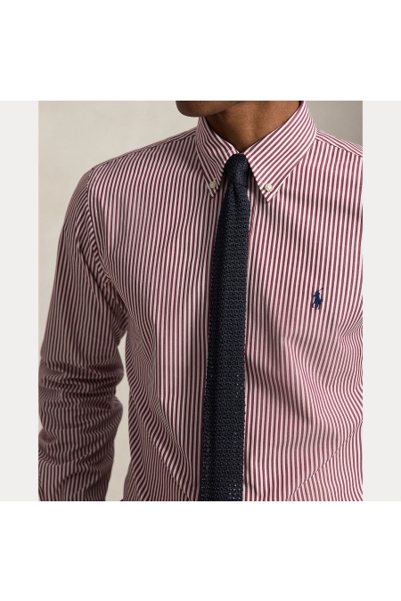 Ralph Lauren Shirt Custom Fit Stripe Stretch Polin kleding overhemd casual Rood
