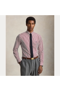 Ralph Lauren Shirt Custom Fit Stripe Stretch Polin kleding overhemd casual Rood