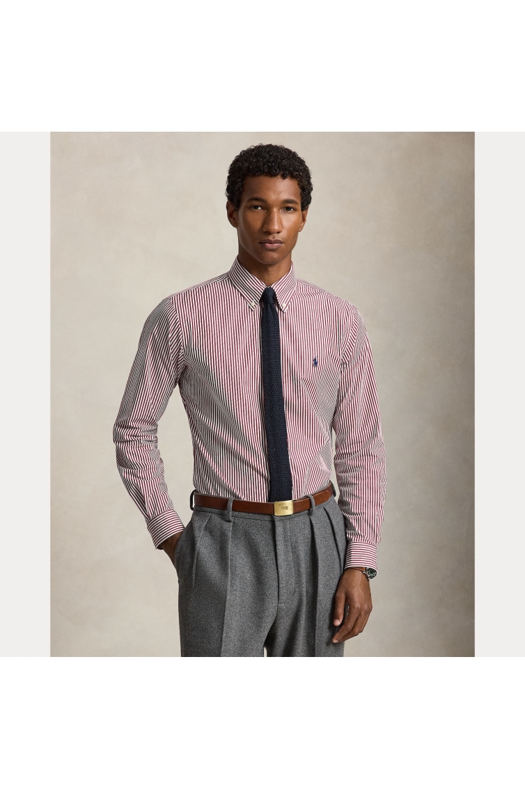 Ralph Lauren Shirt Custom Fit Stripe Stretch Polin kleding overhemd casual Rood