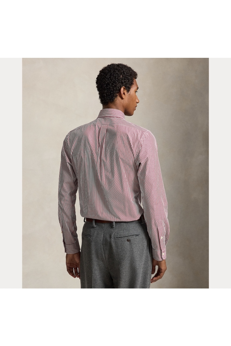 Ralph Lauren Shirt Custom Fit Stripe Stretch Polin kleding overhemd casual Rood