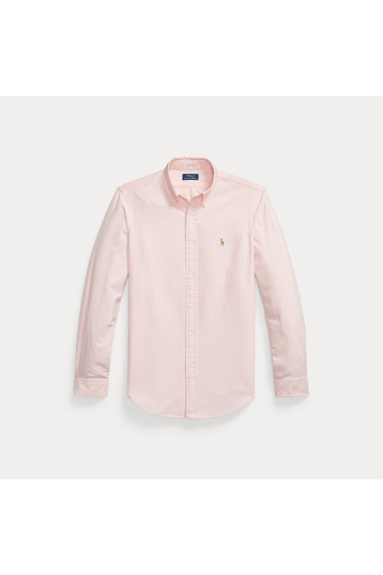 Ralph Lauren Custom Fit Striped Oxford Shirt kleding overhemd casual Oranje