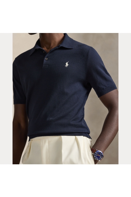 Ralph Lauren Knitted Cotton Polo kleding polo Blauw