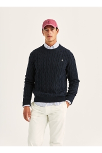 Morris Ethan Cable Oneck kleding trui Blauw
