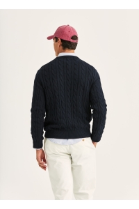 Morris Ethan Cable Oneck kleding trui Blauw