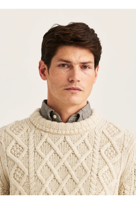Morris Ramsey Cable Oneck kleding trui Beige