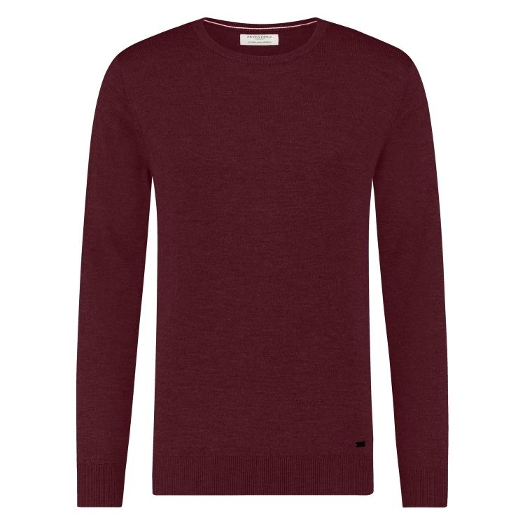 Seven Dials DENLEY R-neck pullover merino kleding trui Rood